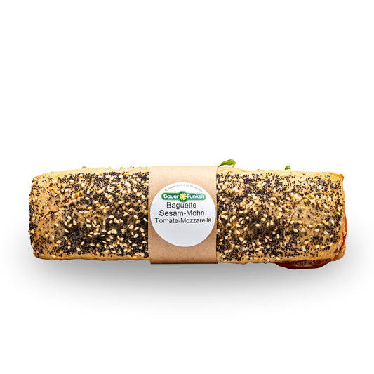 Bauer Funken Baguette Sesam Mohn mit Tomate Mozzarella