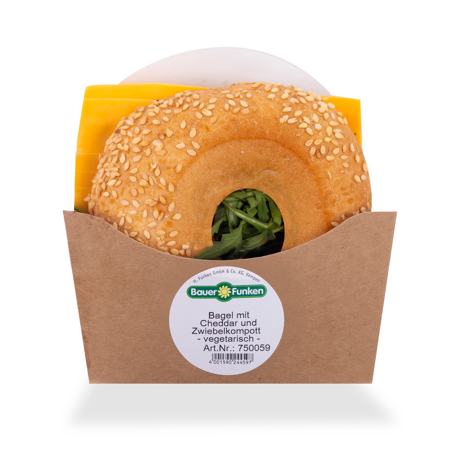 Bauer Funken Sesam Bagel Cheddar & Zwiebelkompott 195g