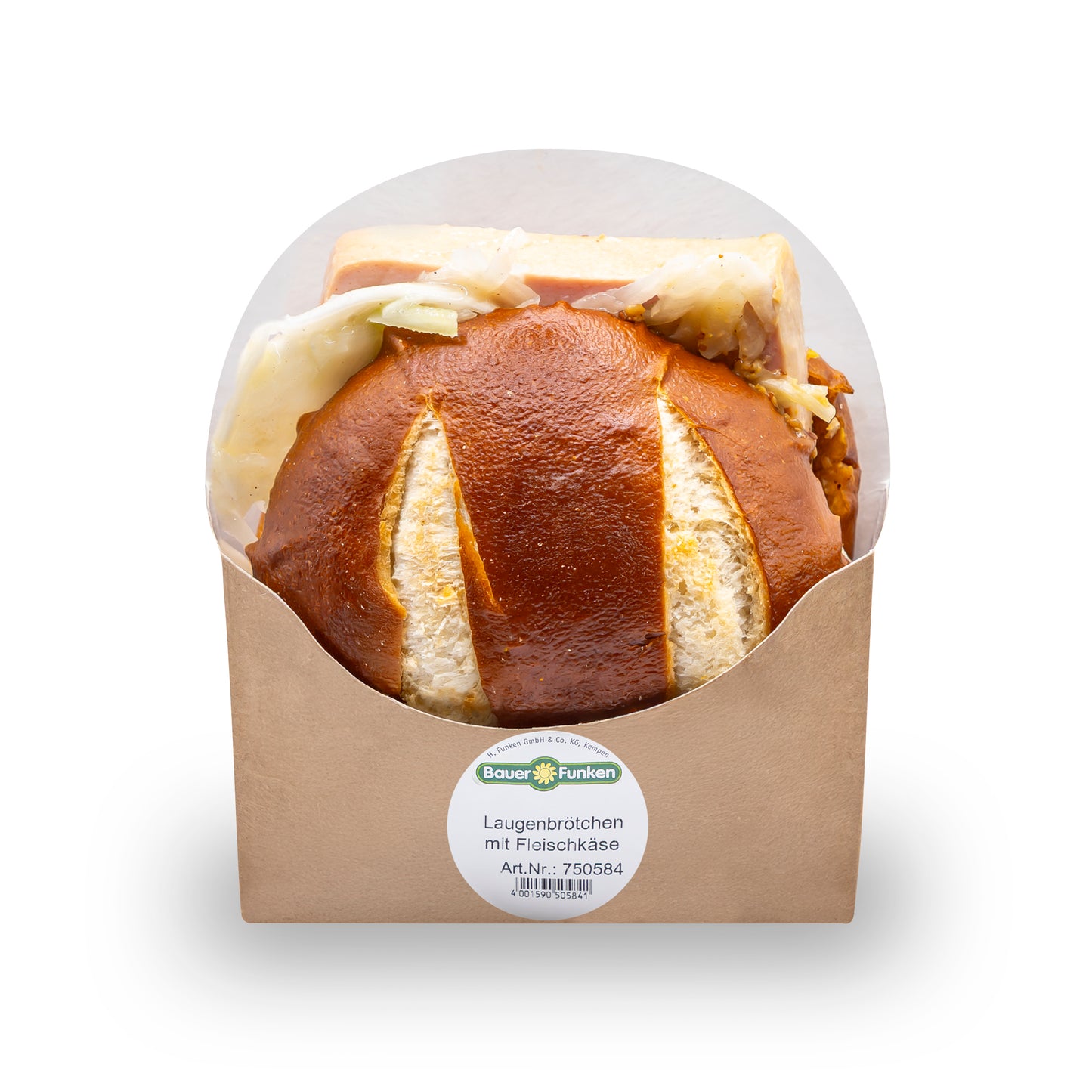 Bauer Funken Laugenbrötchen mit Fleischkäse