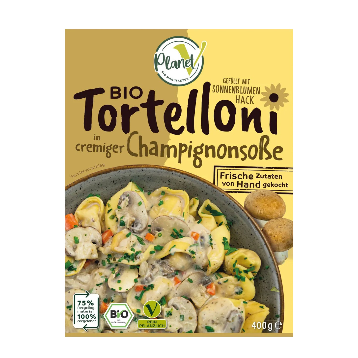 PlanetV Tortelloni mit Champignonsauce (Bio) 400g