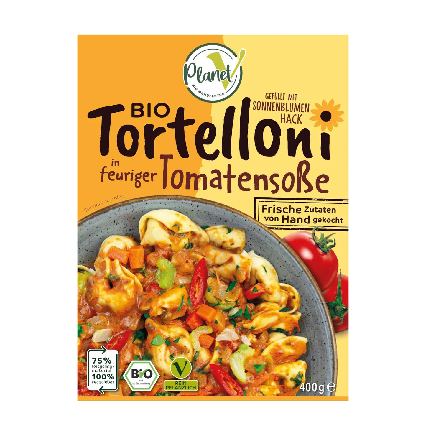 PlanetV Tortelloni mit Tomatensauce (Bio) 400g