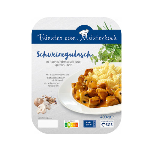 Trend Meal Schweinegulasch in Paprikarahmsauce mit Spiralnudeln 400g